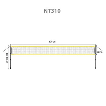 NT310 SIATKA DO BADMINTONA SŁUPKI TELESKOPOWE 600x60cm + POKROWIEC PEŁNY NILS