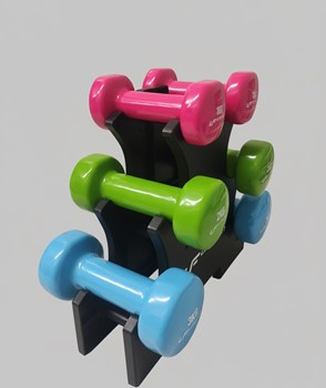 Zestaw hantli fitness winylowych 12 kg + stojak