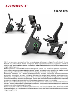 Rower Poziomy Gymost generator R12 V1 LED