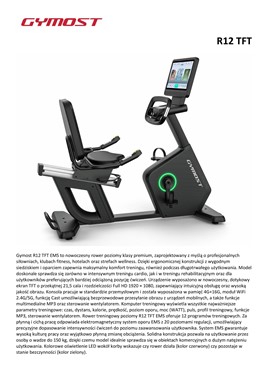 Rower Poziomy Gymost R12 z ekranem dotykowym TFT