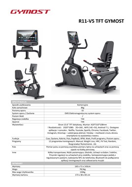 Rower Poziomy Gymost R11 V5 TFT 15,6" HRC