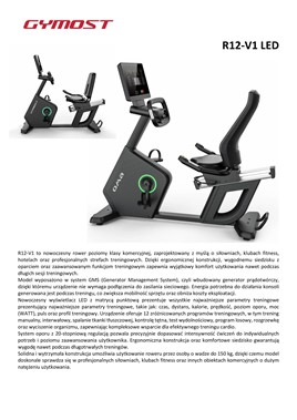 Rower Poziomy Gymost generator R12 V1 LED