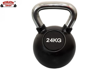 KETTLEBELL 24 KG GUMA Z CHROMOWANĄ RĄCZKĄ KGJ24